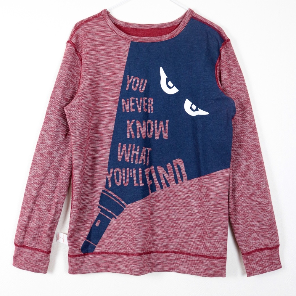 Cat & Jack Kids Burgundy Reversible Long Sleeve Pullover Sweatshirt Size XL